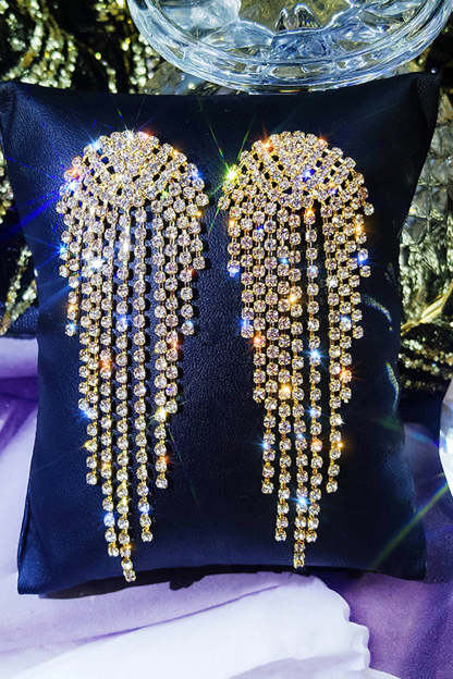 Drop Earrings with Gold Rhinestones