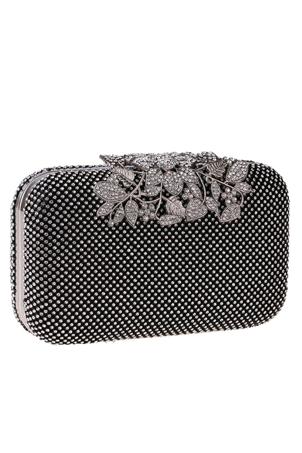 Prom Clutch Adorned with Golden Beads and Crystals