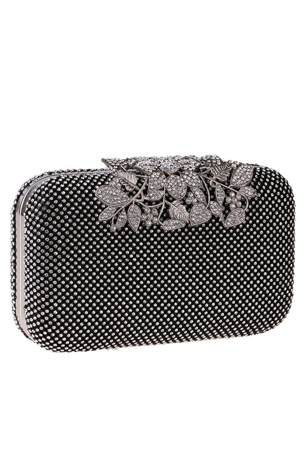 Prom Clutch Adorned with Golden Beads and Crystals