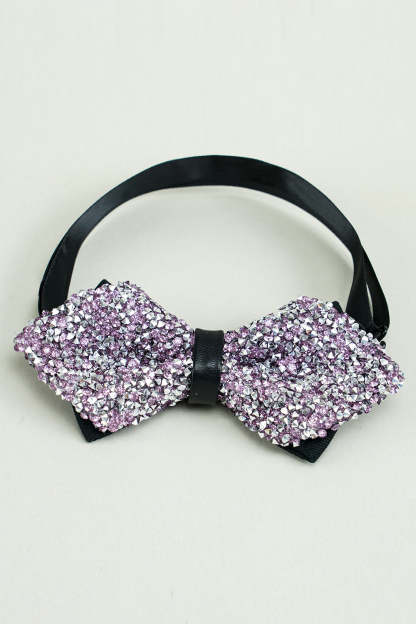 Adjustable Party Bow Ties with Black Rhinestones