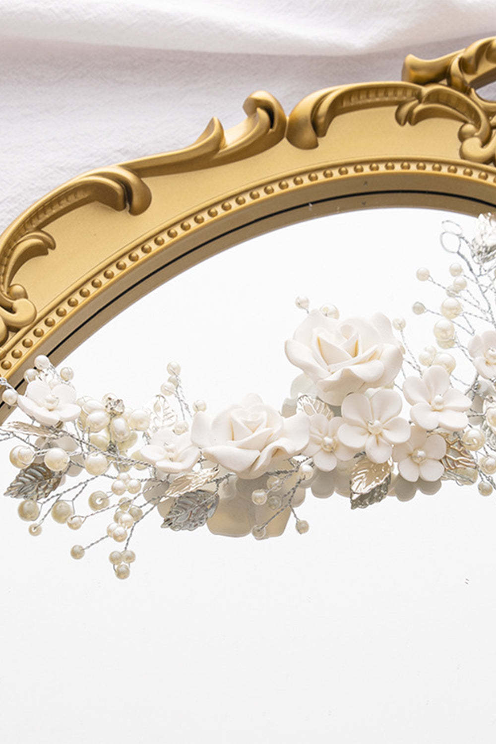 Pearl Headband with White Flowers