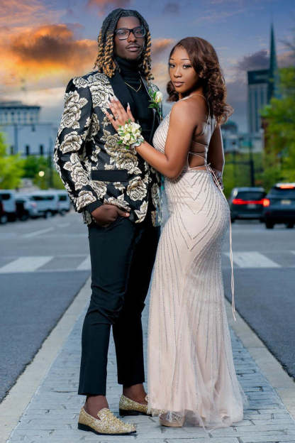 Men's Prom Blazer with Jacquard Flower Shawl Lapel