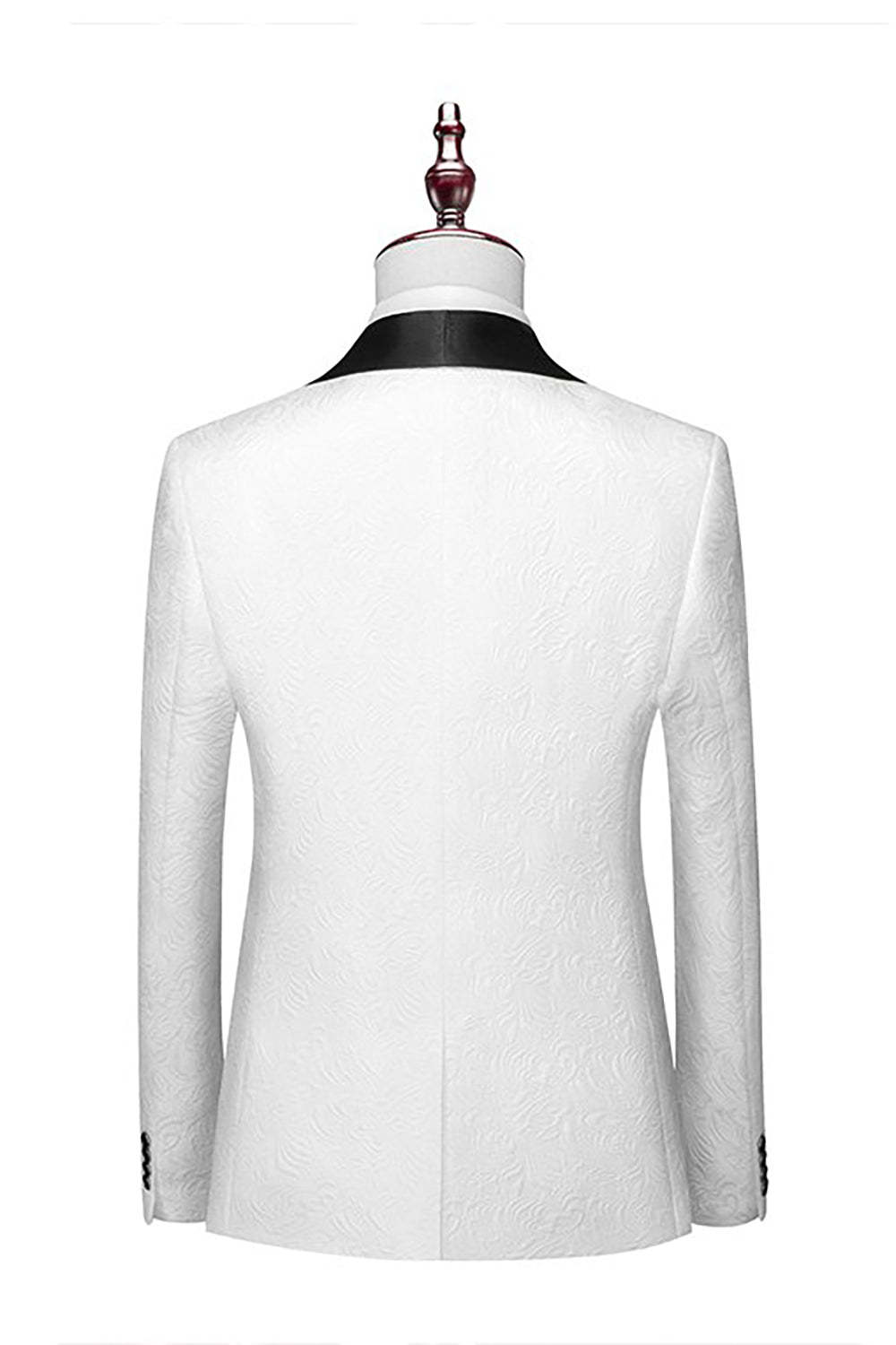 Men's White Jacquard Tuxedo 3-Piece Suit