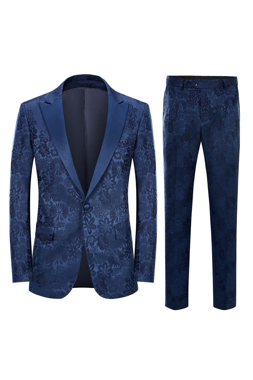 Black Jacquard 3-Piece Prom Suit with Peak Lapel for Men