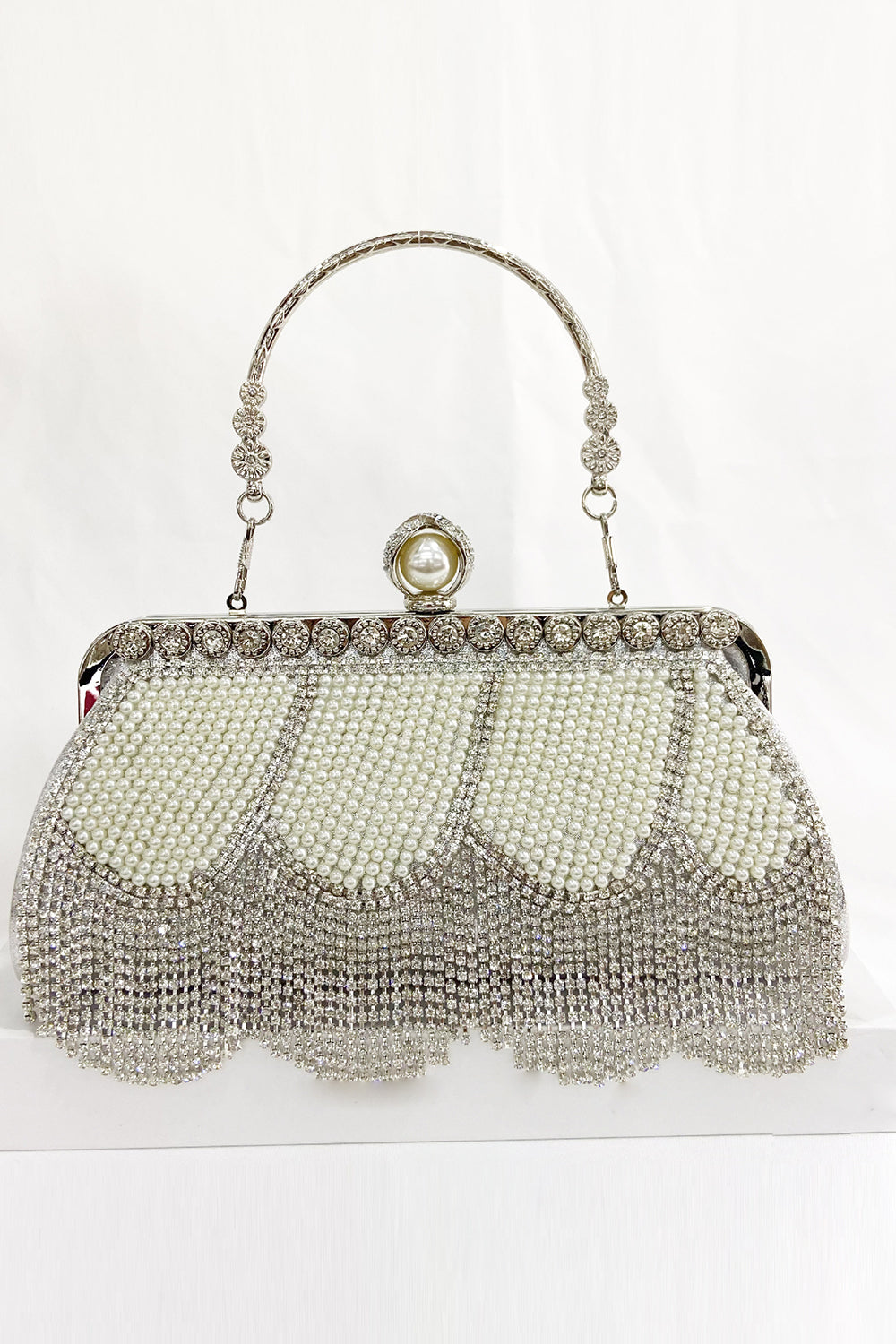 Party Handbag with Black Beaded Fringes