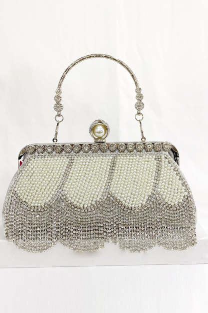 Party Handbag with Black Beaded Fringes