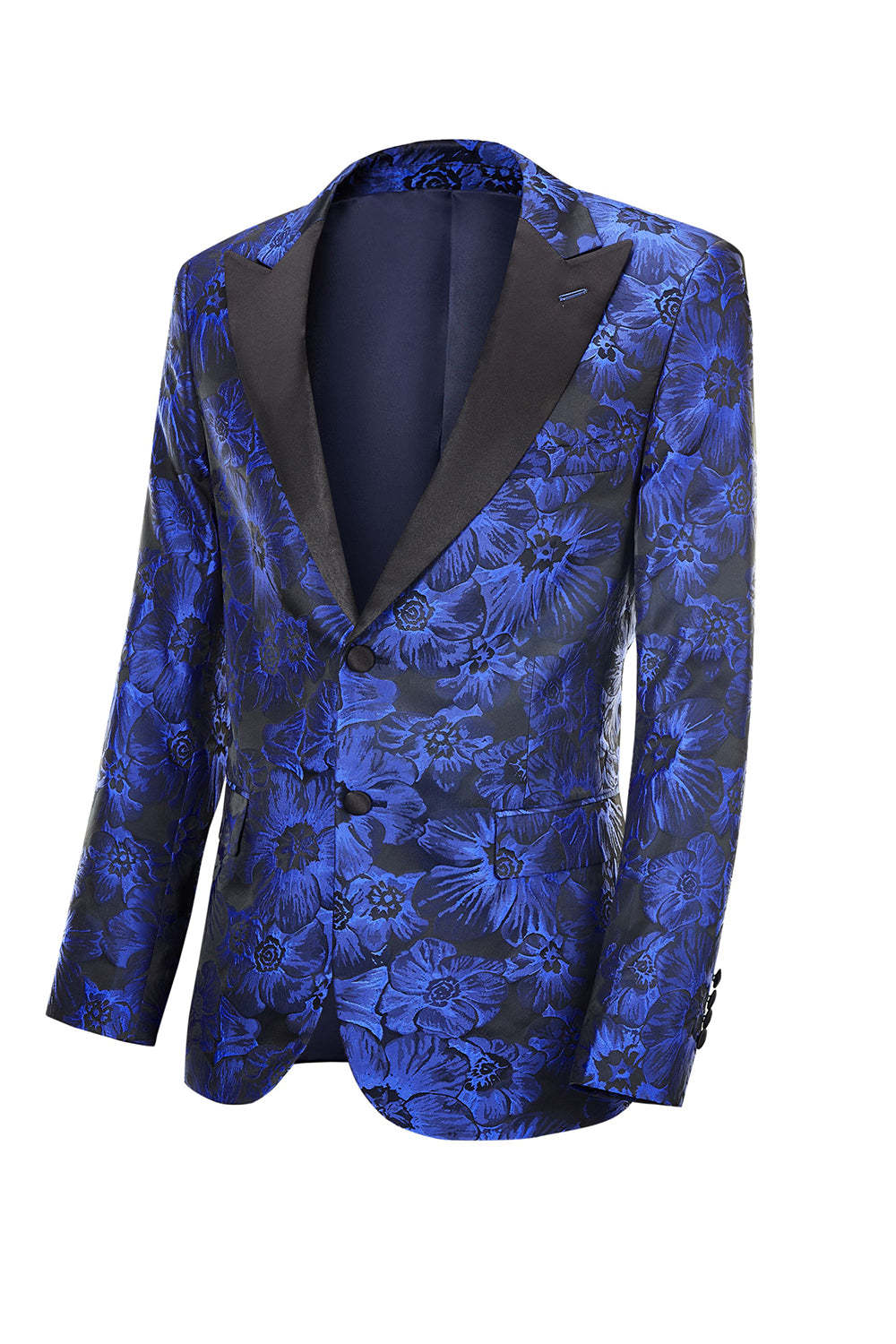 Royal Blue Jacquard Peak Lapel Prom Blazer for Men
