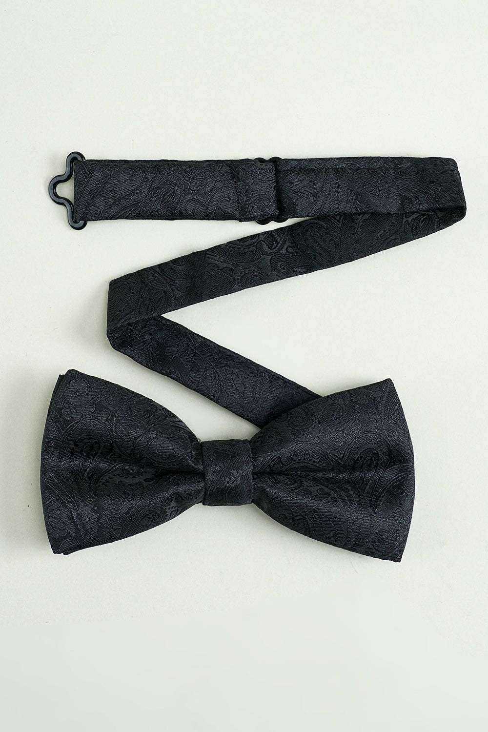 Pocket Square and Bow Tie Set in Black Jacquard Satin