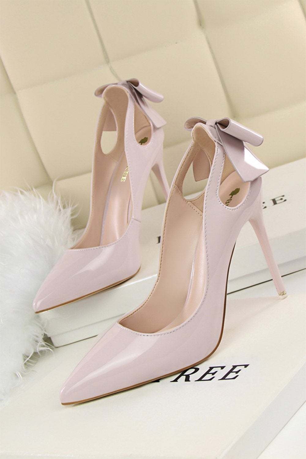 Prom Heels in White with Bowkont Pump