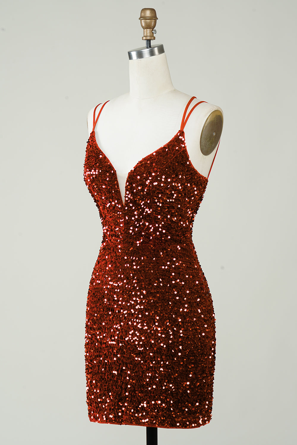 Sheath Royal Blue Sequins Short Cocktail Dress With Criss Cross Back