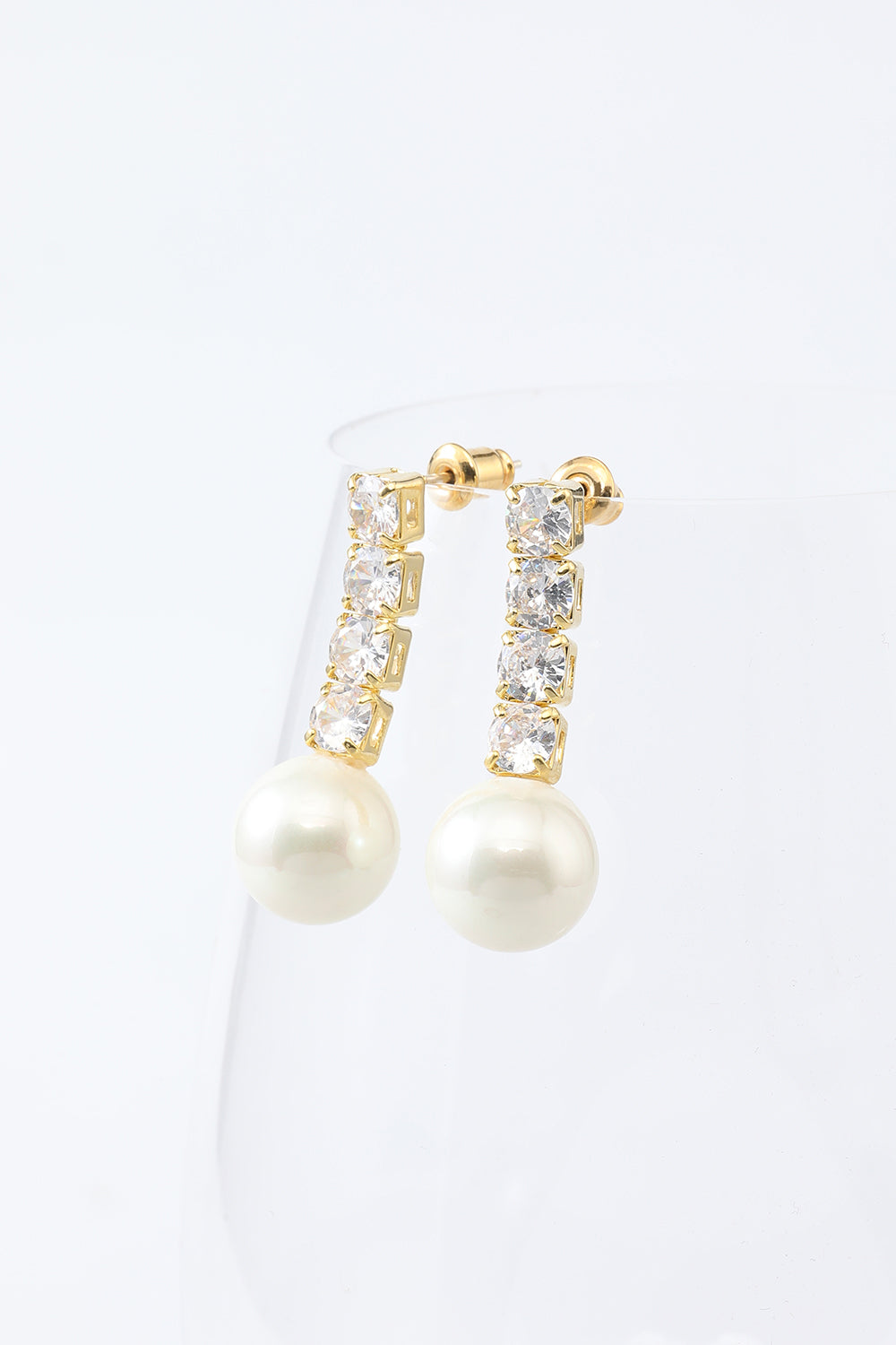 Pearl Earrings with Crystal Accents