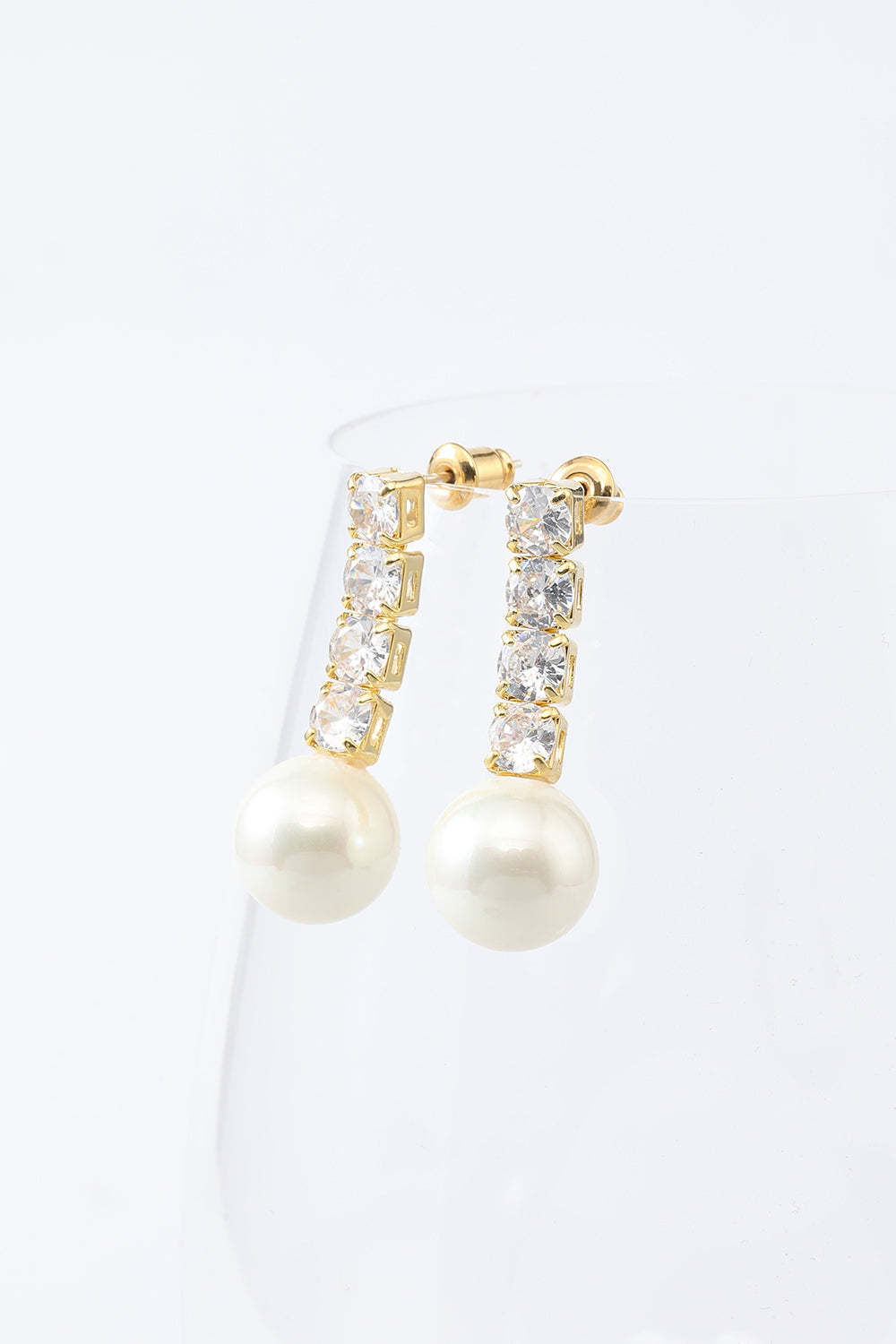 Pearl Earrings with Crystal Accents