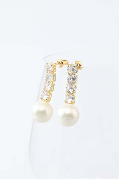 Pearl Earrings with Crystal Accents