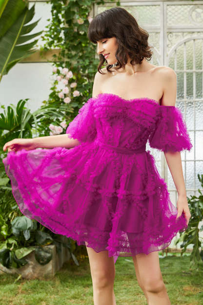 Cute A Line Off The Shoulder Black Tulle Corset Cocktail Dress