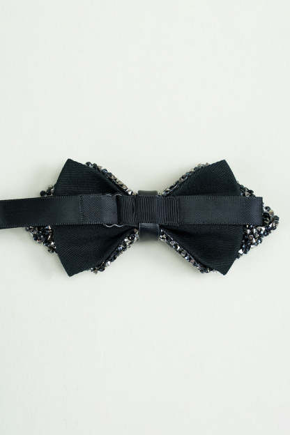 Adjustable Party Bow Ties with Black Rhinestones