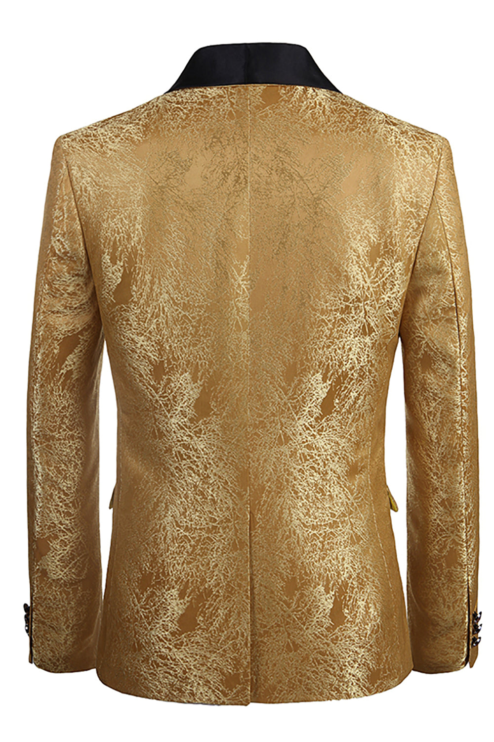 Men's Golden Jacquard Prom Blazer with One Button