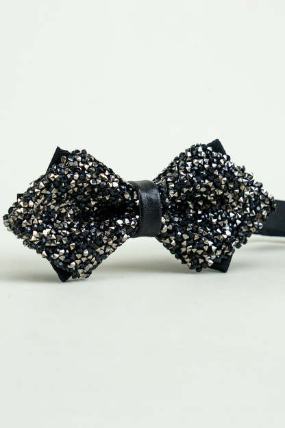 Adjustable Party Bow Ties with Black Rhinestones