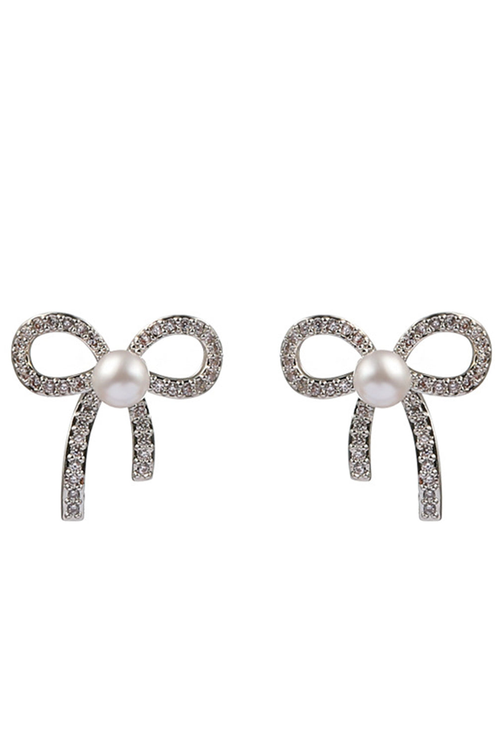 Pearl Earrings with Beaded Bows