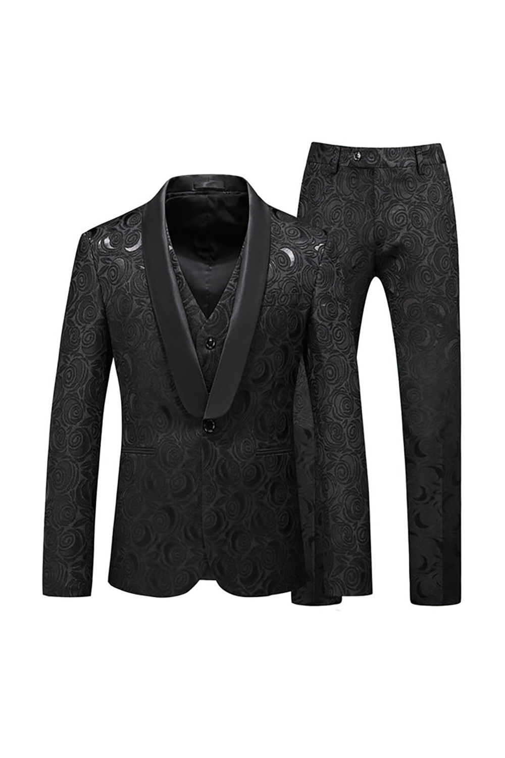 Men's Prom Suits with White Jacquard Shawl Lapel in 2 Pieces