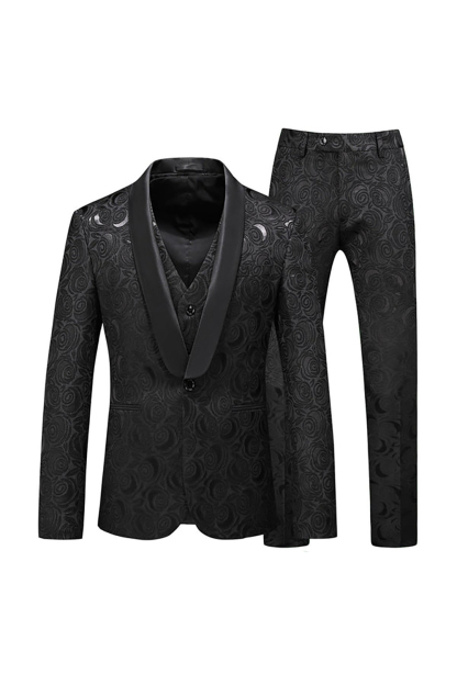 Men's Prom Suits with White Jacquard Shawl Lapel in 2 Pieces