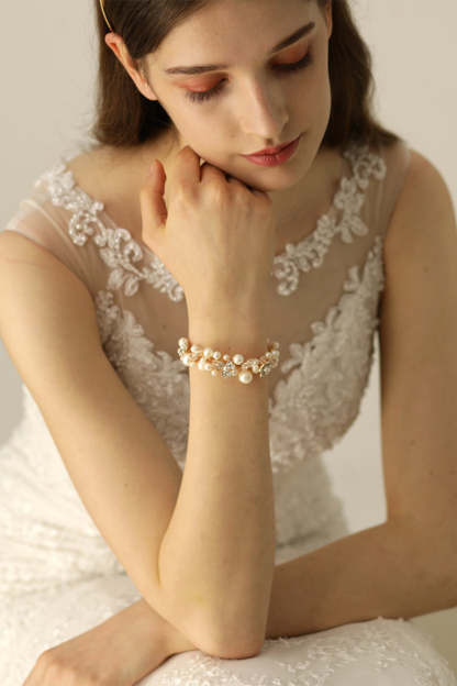 Pearl Wristbands for the Bride and Her Bridesmaid Sisters