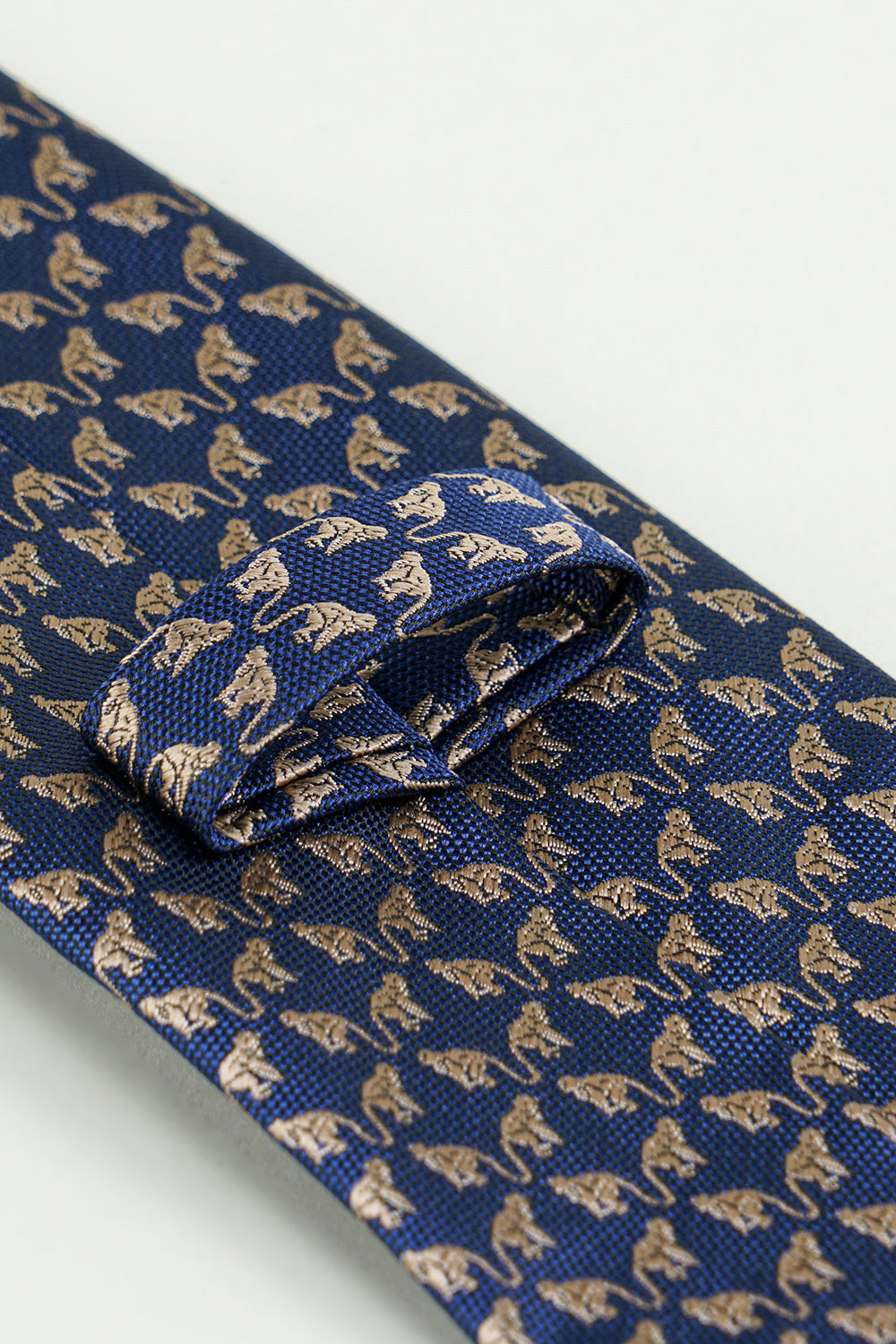 Formal Navy Jacquard Satin Tie with Print