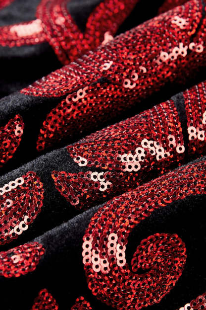 Men's 2-Piece Suits with Shawl Lapel One Button and Red Sequins