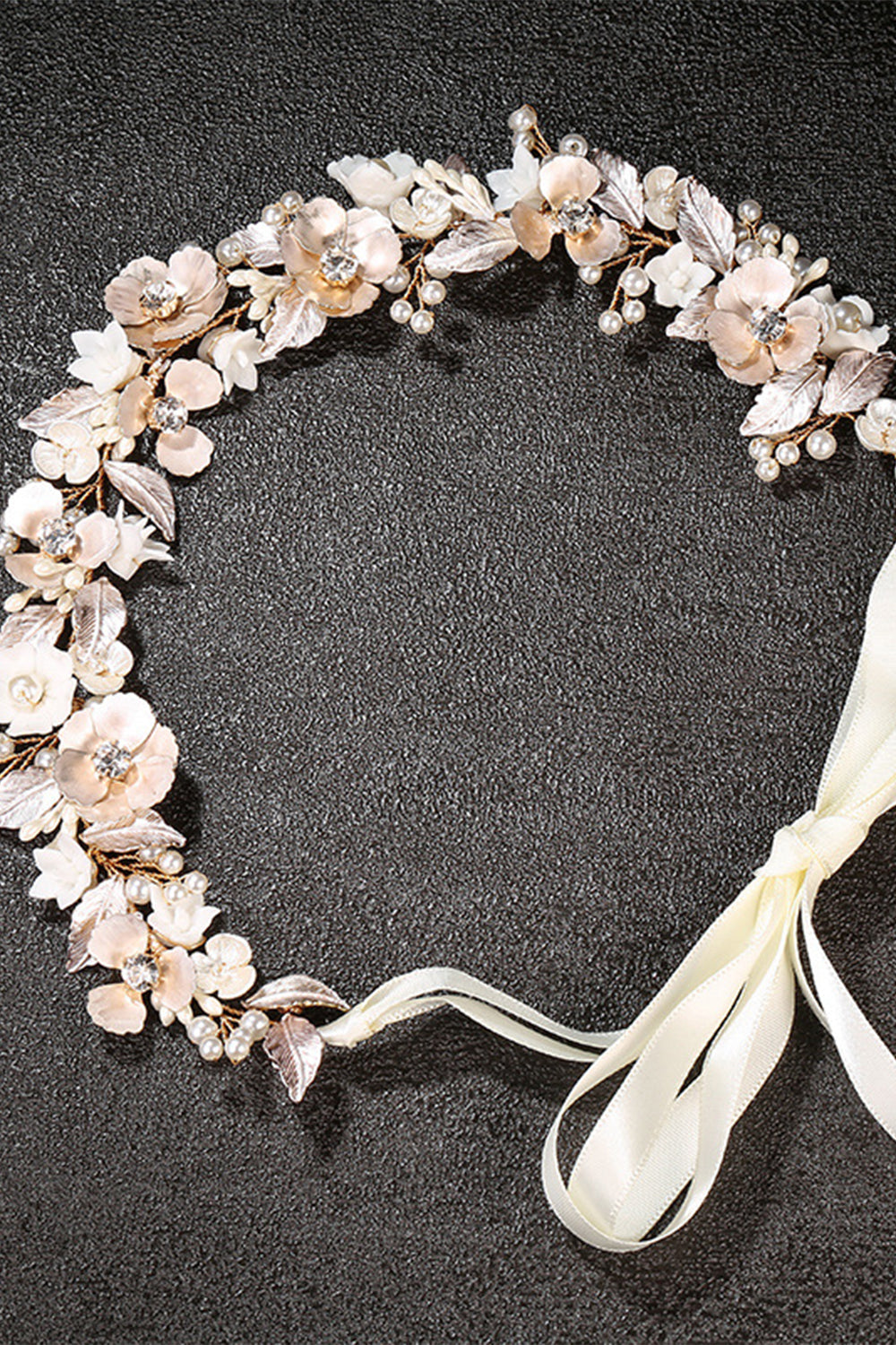 Bridal Headband with Golden Flower