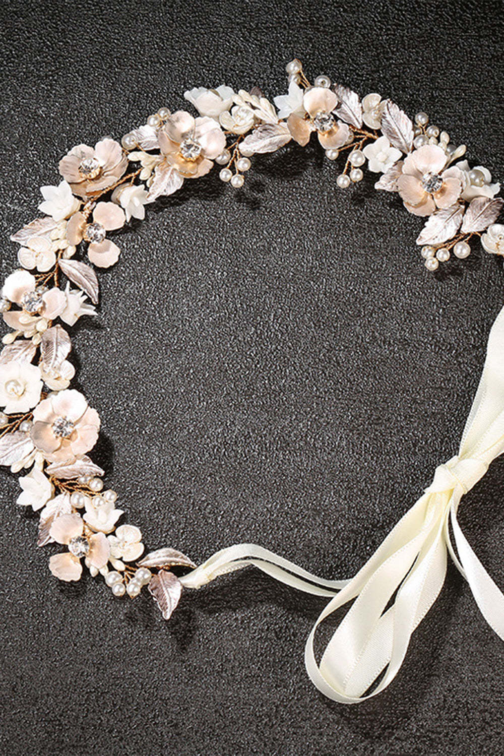 Bridal Headband with Golden Flower