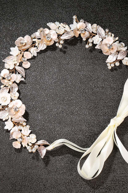 Bridal Headband with Golden Flower