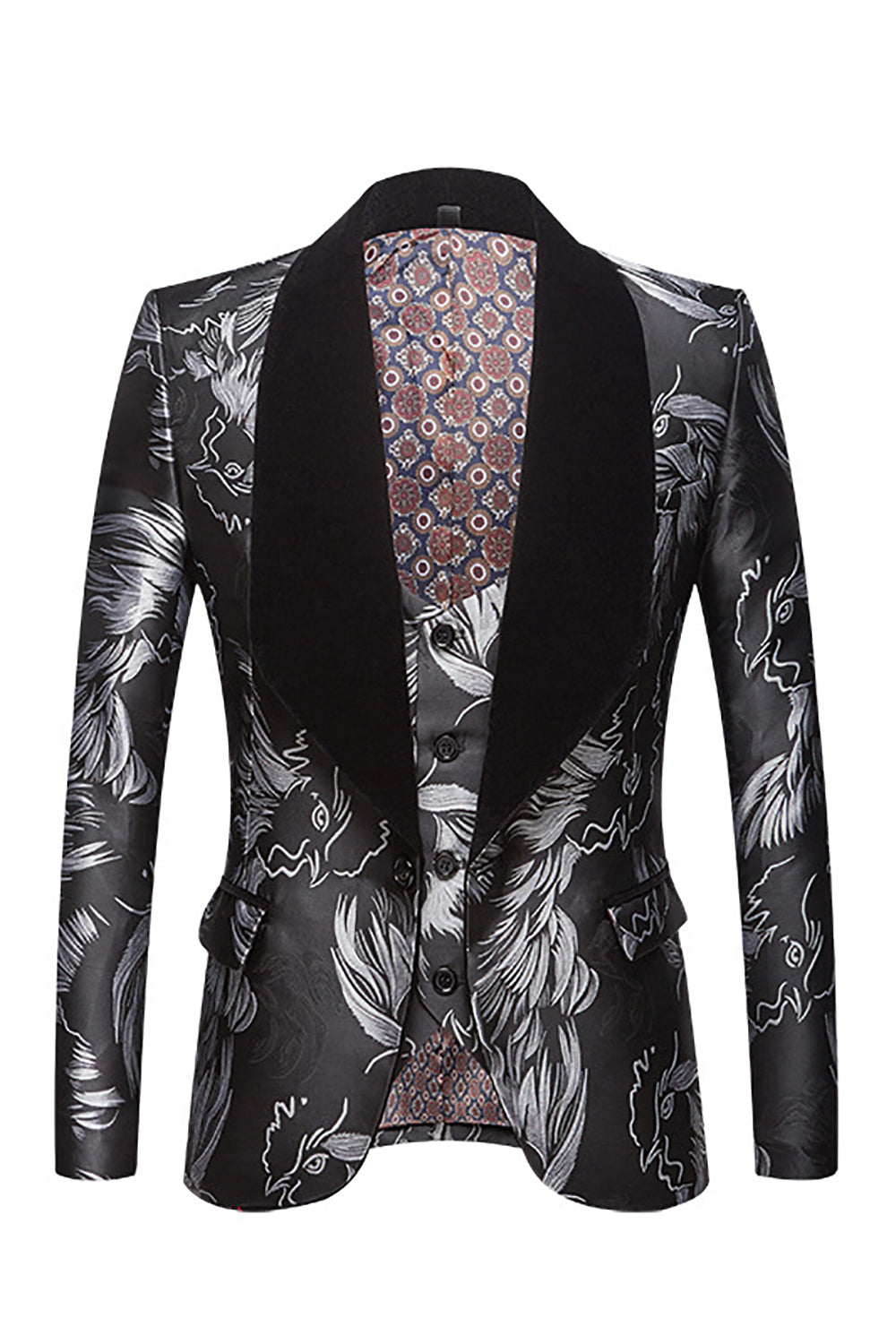 Men's One-Piece Suit in Grey Jacquard