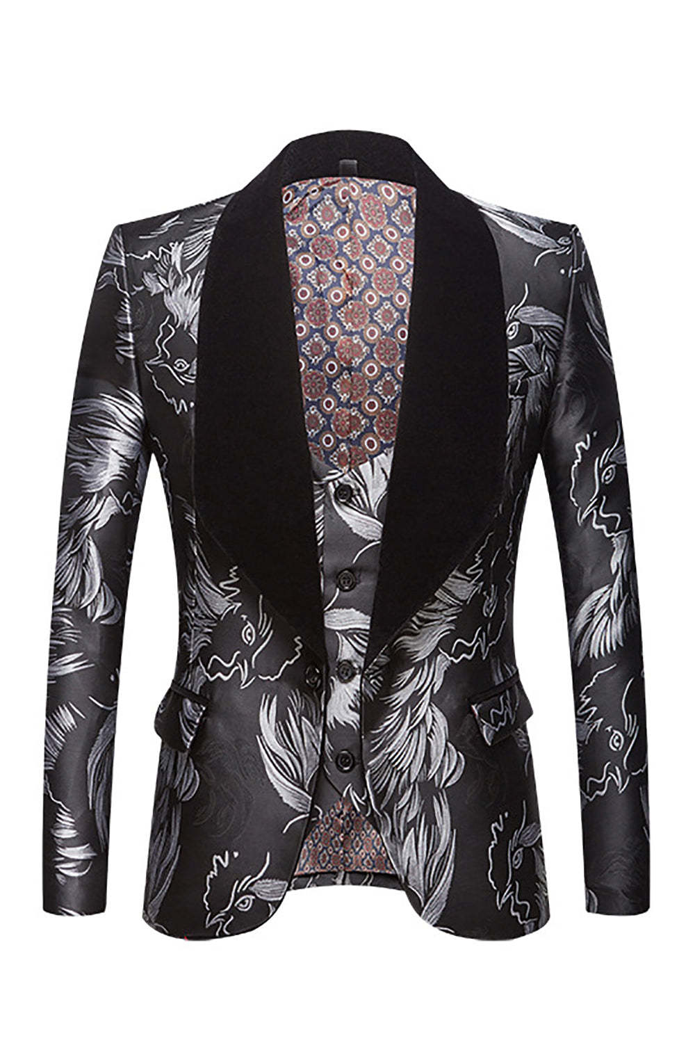 Men's One-Piece Suit in Grey Jacquard
