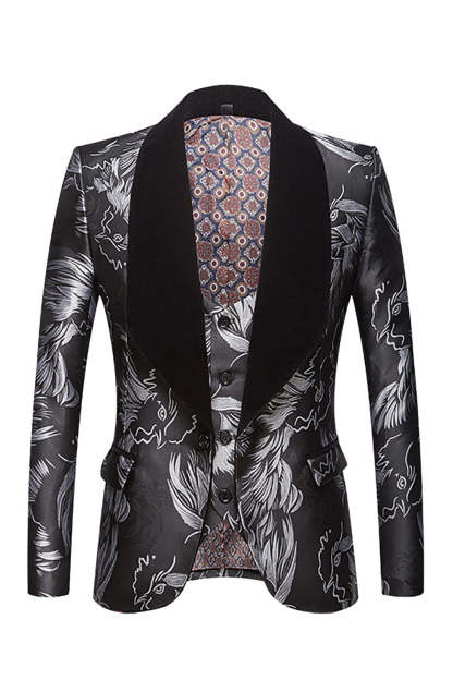 Men's One-Piece Suit in Grey Jacquard