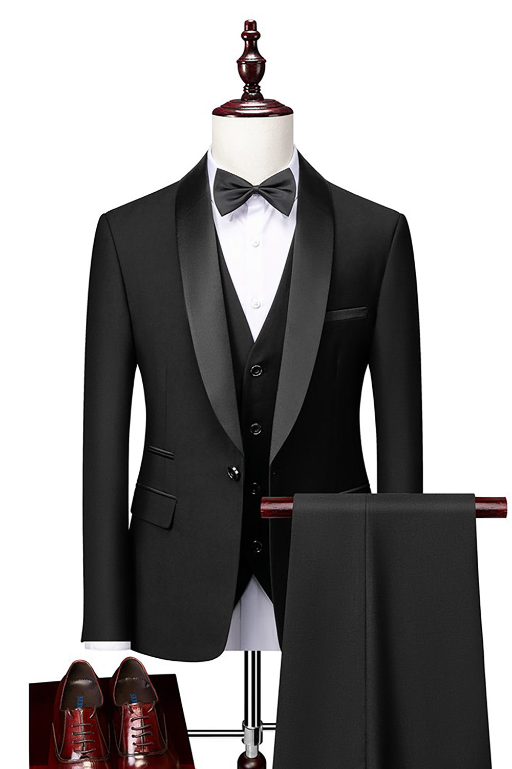 Men's 3-Piece Suits with Grey Shawl Lapel