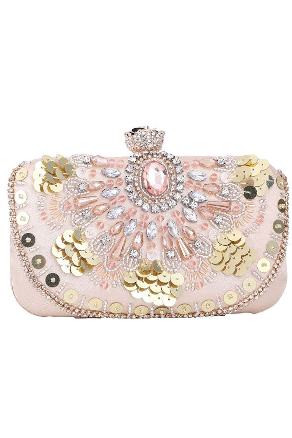 Evening Party Handbag with Sparkly Sequins and Beading in Blush