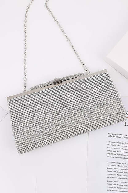 Evening Clutch Bag with Silver Rhinestones