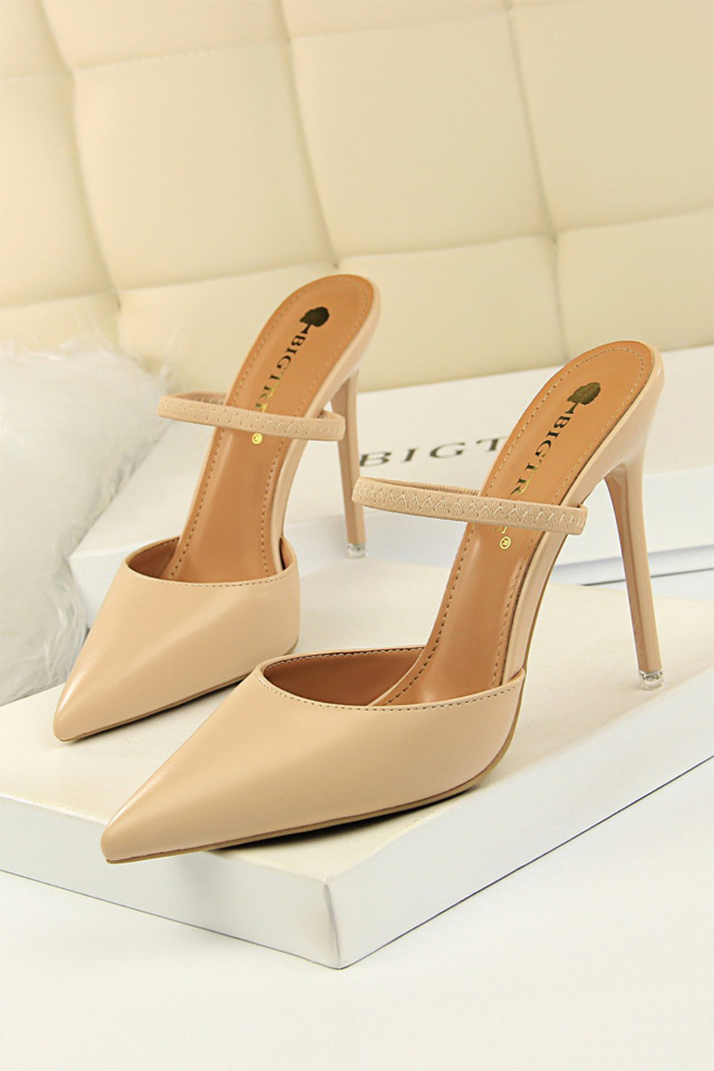 Pointy Stiletto Heels in Apricot