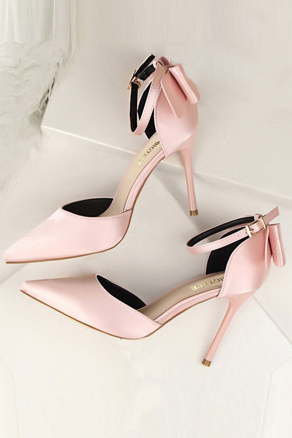 Prom Heels in Burgundy Satin Featuring a Bowknot