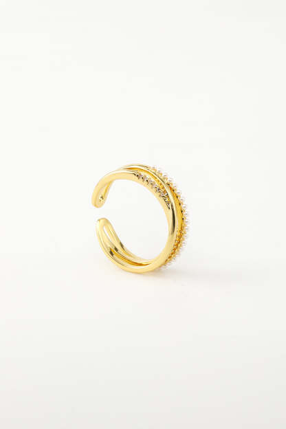 Pearl and Golden Zircon Ring