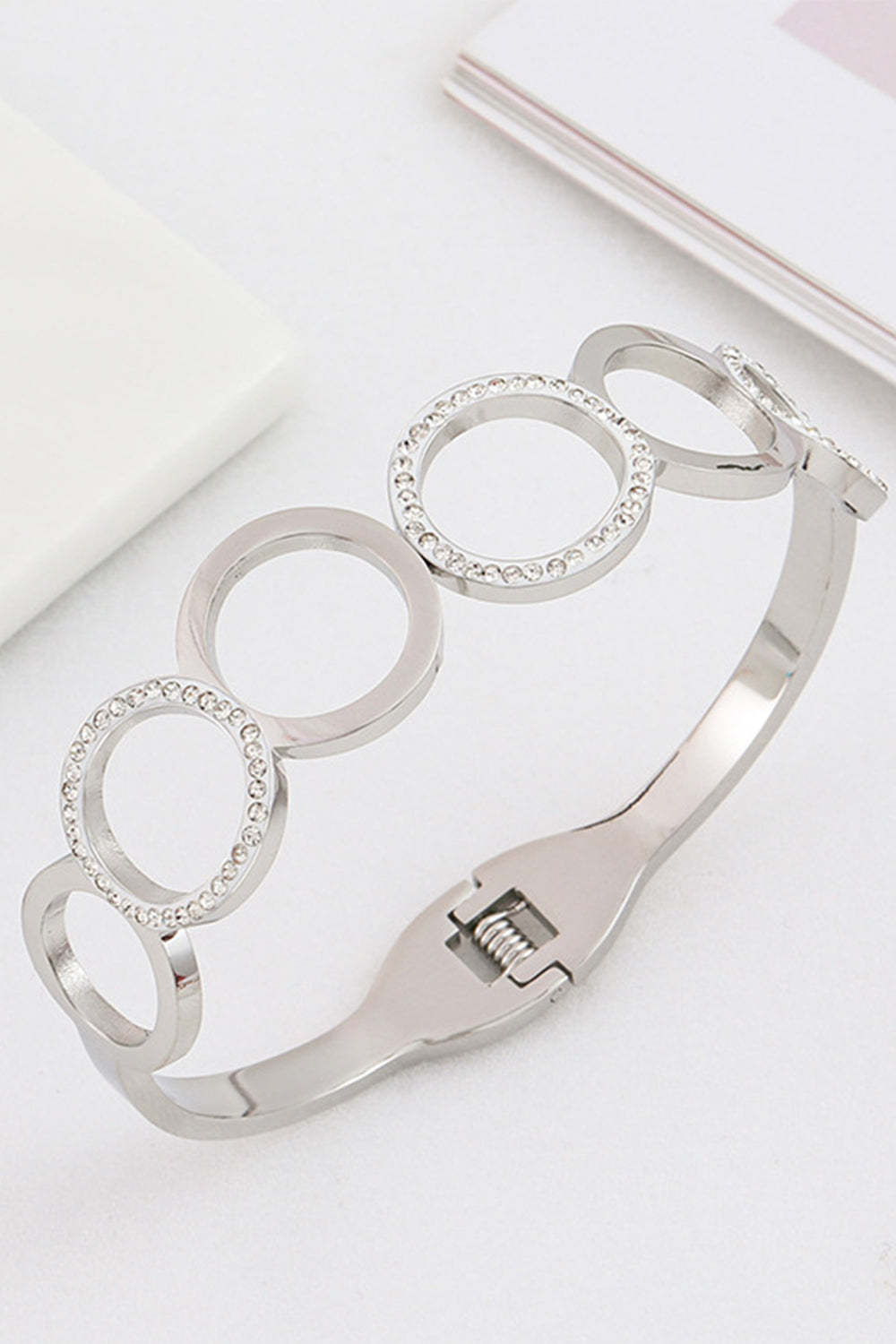 Round Cutout Bracelet in Antique Titanium Steel