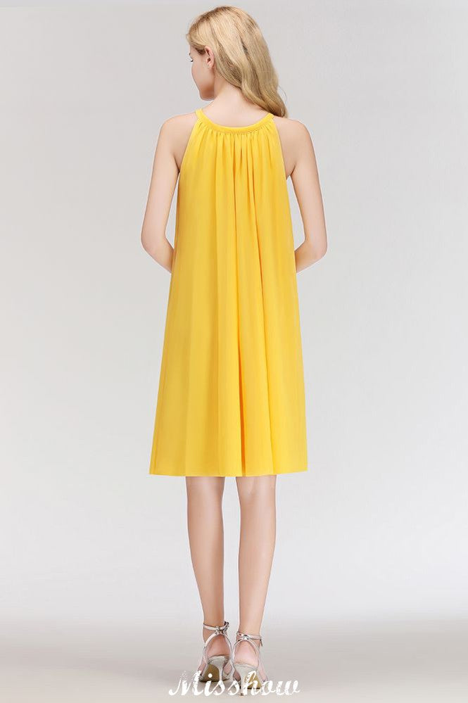 Elegant Halter Simple Sleeveless Evening Dresses Knee Length