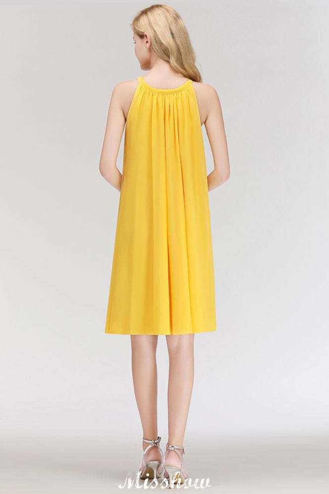 Elegant Halter Simple Sleeveless Evening Dresses Knee Length