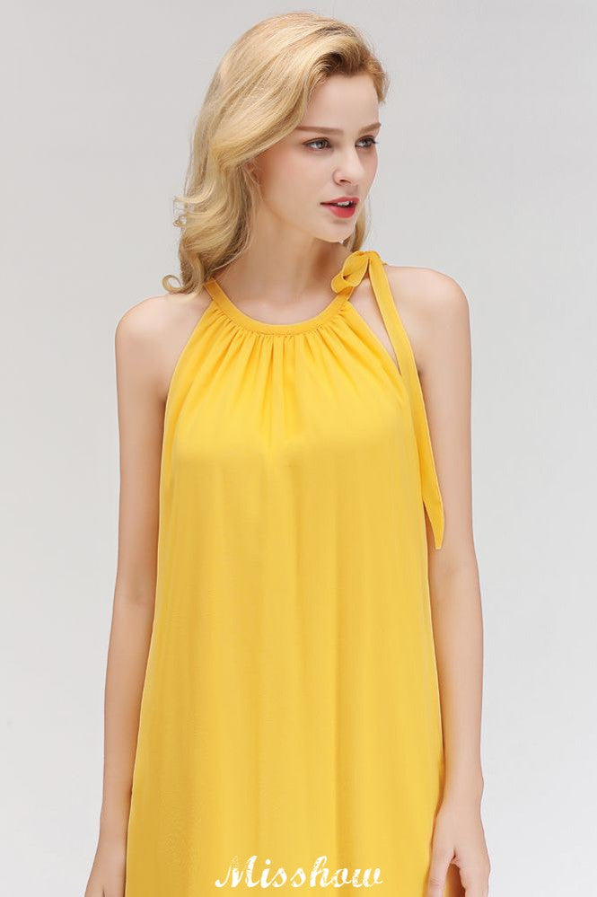 Elegant Halter Simple Sleeveless Evening Dresses Knee Length