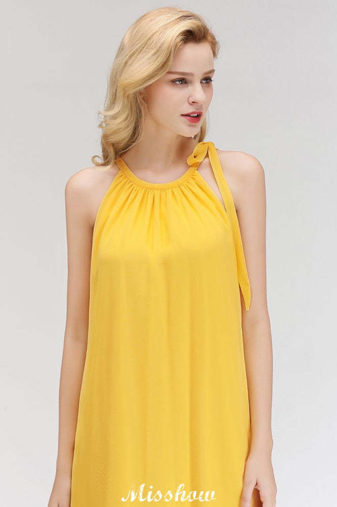 Elegant Halter Simple Sleeveless Evening Dresses Knee Length