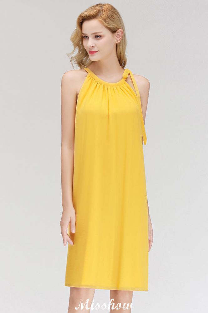 Elegant Halter Simple Sleeveless Evening Dresses Knee Length