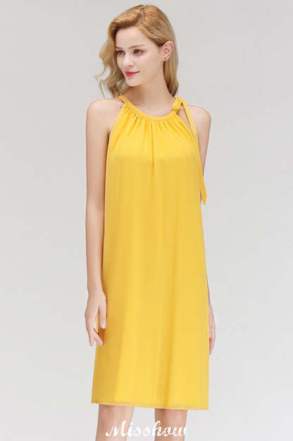 Elegant Halter Simple Sleeveless Evening Dresses Knee Length