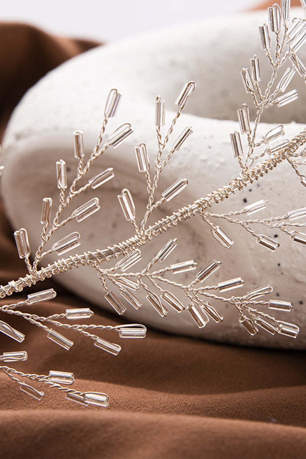 Wedding Headband with Silver Beads