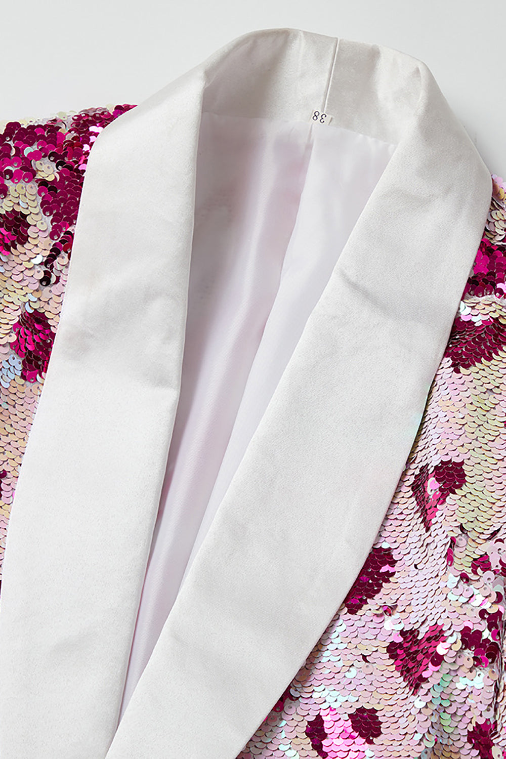 Men's Blazer with Pink Sequins and Shawl Lapel