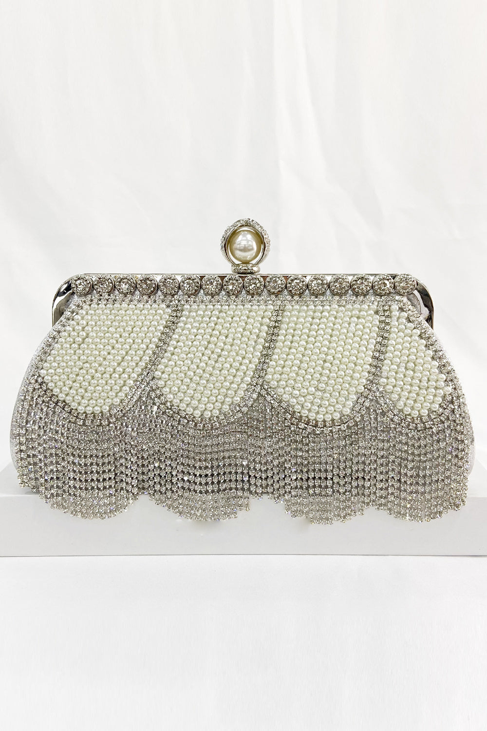 Party Handbag with Black Beaded Fringes