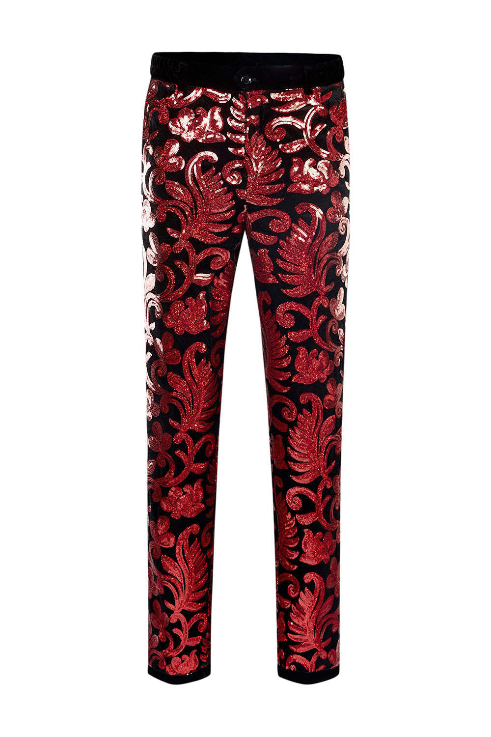 Men's 2-Piece Suits with Shawl Lapel One Button and Red Sequins